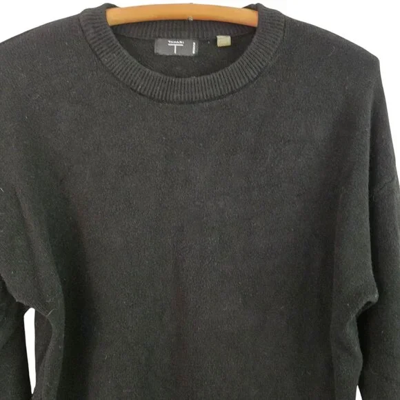 Tahari Woman Black Ribbed Hem High-Low Sweater Crew Neck Large - Picture 3 of 9